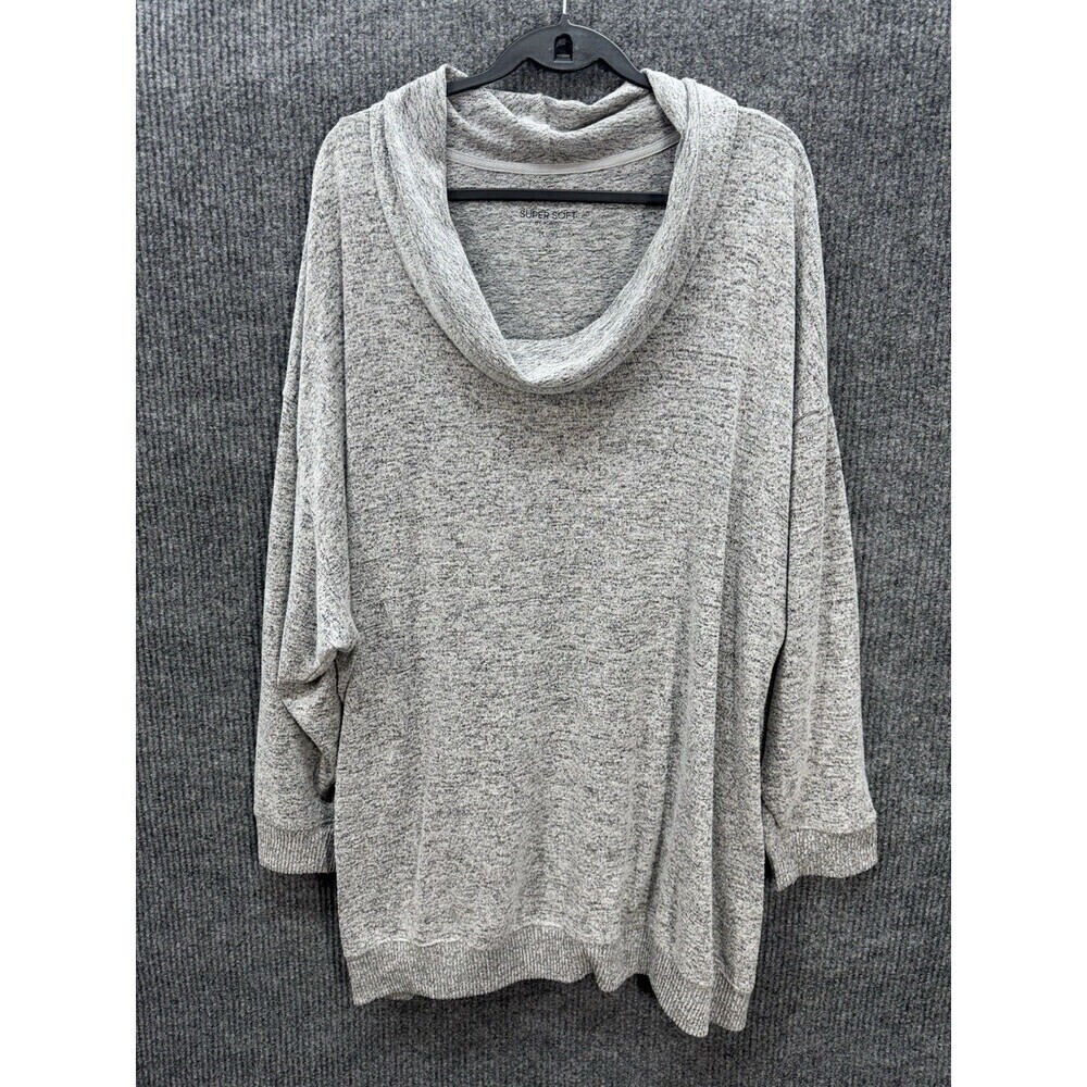 Torrid Super Soft Plush Tunic Womens 5 Gray Cowl Neck Knit Top Long Sleeve Cozy